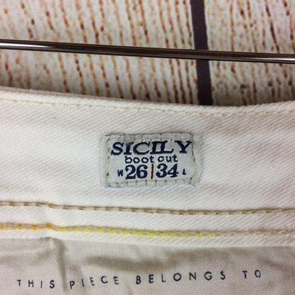 MEK NWT Women's Size 26 Sicily Cream Bootcut Denim Jeans Distressed Stretch - Picture 10 of 16